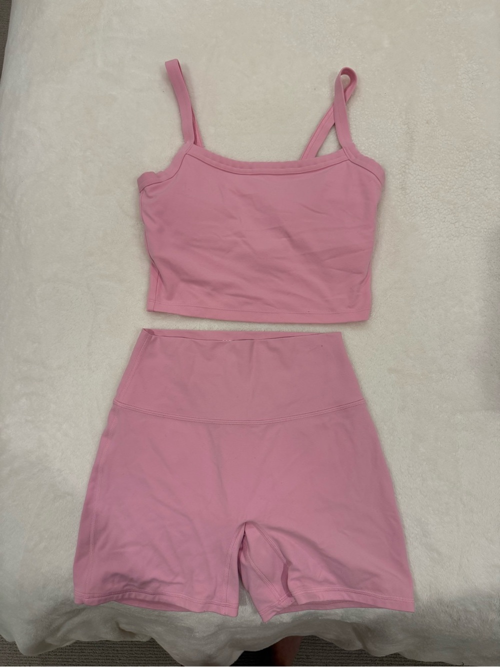 YBP High-Waist Athletic Bike Short and Top Set in Pink